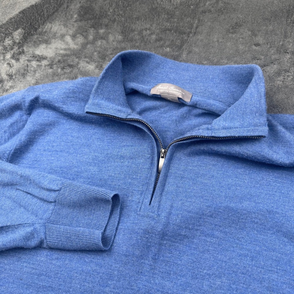 Daniel Cremieux Signature Collection Merino Wool Quarter Zip Sweater Blue XL